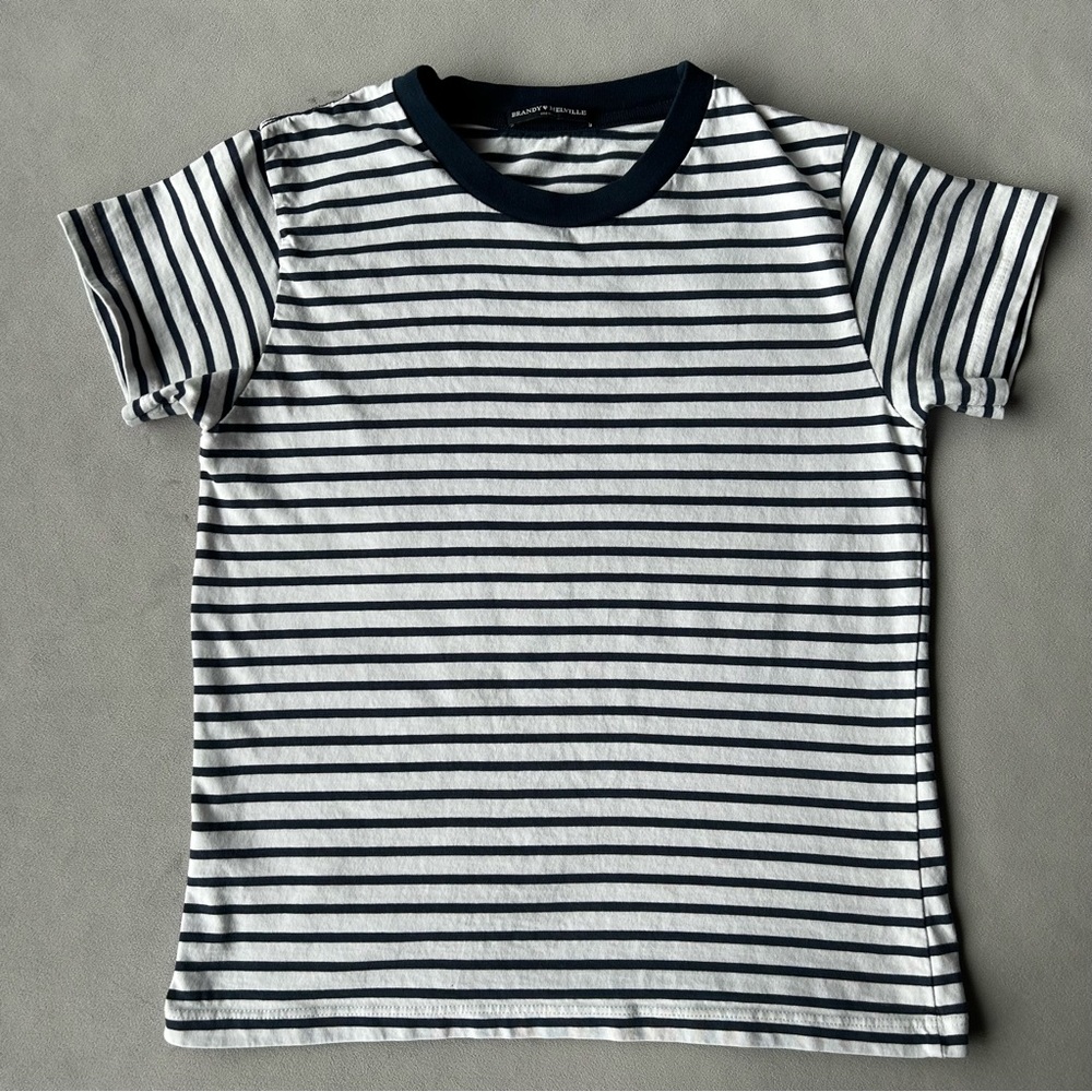 Brandy Melville ~ Navy White Striped Tee ~ Women’s One Size (Approx Small)